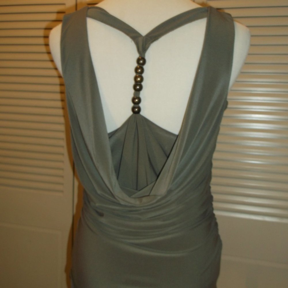 no label pewter Drapped beaded Back SEXY